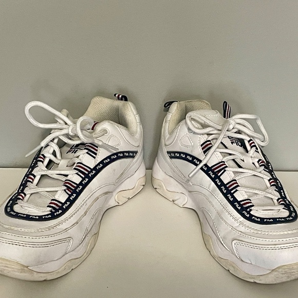 Fila White Chunky Sneakers – Retro Tape Logo – Size 9 - Picture 2 of 4